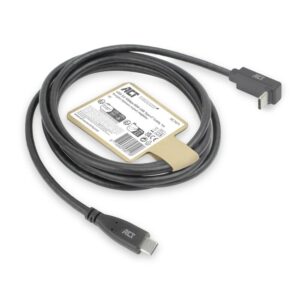 ACT AC7471 | USB 3.2 Gen 2 Kabel | USB-C (recht) naar USB-C (haaks boven/beneden) | 60W | 10Gbps | 1m | Zwart - Afbeelding 8