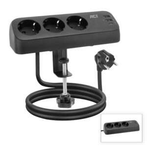 ACT AC2480 | Stekkerdoos | 3 Stopcontacten met 2x USB-A en 1x USB-C | 1,5 m | Zwart - Afbeelding 2