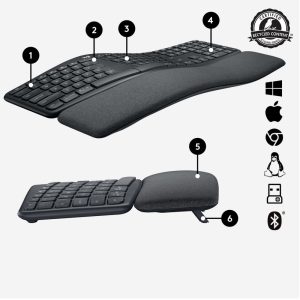 Logitech K860 Ergo | Draadloos Bluetooth Toetsenbord met Receiver | QWERTY - Afbeelding 11