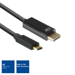 ACT AC7325 | USB-C naar DisplayPort Kabel | 2 m | Zwart - Afbeelding 3