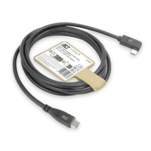 ACT AC7408 | USB 3.2 Gen 2 Kabel | USB-C (recht) naar USB-C (haaks links/rechts) | 60W | 10Gbps | 3m | Zwart - Afbeelding 8