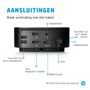 HP 26D32AA G5 | USB-C Docking Station | Dual 4K Display | Zwart - Afbeelding 8