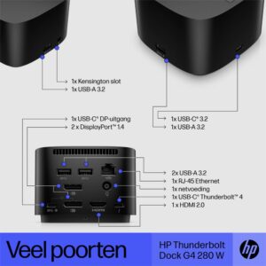HP G4 Docking Station | Thunderbolt 280W | Zwart - Afbeelding 7