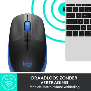 Logitech M190 | Draadloze Muis | Links- en Rechtshandig | RF | 1000 DPI | Zwart/Blauw - Afbeelding 9