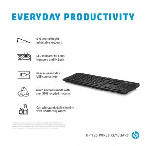 HP 125 | Bedraad Toetsenbord | USB | QWERTY US International | Zwart - Afbeelding 4