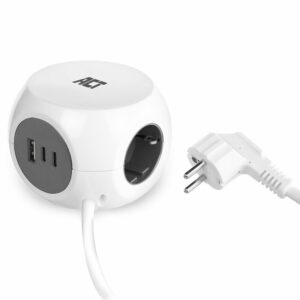 ACT Stekkerdoos Kubus | 3 Stopcontacten | USB-A & USB-C | 30W | 1,5 m | Wit - Afbeelding 1