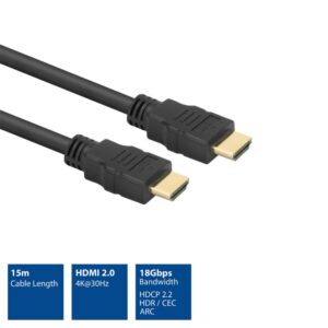 ACT AK3918 | 15 m High Speed HDMI Kabel v2.0 | HDMI Type A naar Type A | Zwart - Afbeelding 5