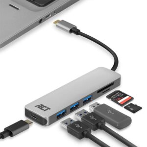 ACT AC7050 | 3-Poorts USB-C Hub | Kaartlezer | Zilver - Afbeelding 6