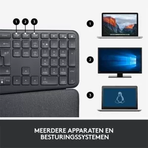 Logitech K860 Ergo | Draadloos Bluetooth Toetsenbord met Receiver | QWERTY - Afbeelding 6