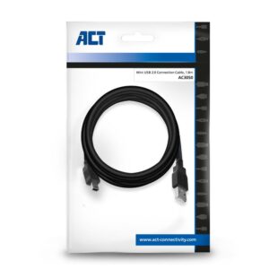 ACT AC3050 | USB 2.0 Kabel | USB-A naar Mini-USB-B | 1.8m | Zwart - Afbeelding 3