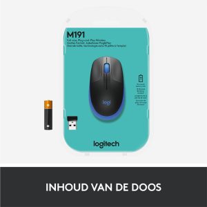 Logitech M190 | Draadloze Muis | Links- en Rechtshandig | RF | 1000 DPI | Zwart/Blauw - Afbeelding 12