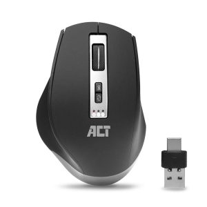 ACT AC5145 | Draadloze Muis | RF-Draadloos + Bluetooth | USB-A en USB-C Receiver | 2400 DPI | Grafiet - Afbeelding 1