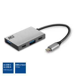 ACT AC7070 | USB-C Hub 4 Port | 2x USB-C & 2x USB-A | SuperSpeed 10 Gbit/s - Afbeelding 1