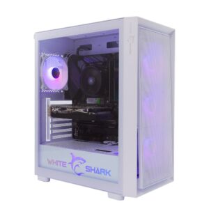 White Shark WARHEAD | Midi Tower Case | Inclusief 4 RGB Fans | Wit - Afbeelding 1
