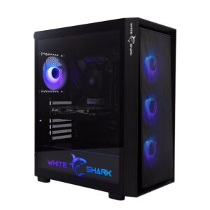 White Shark WARHEAD | Midi Tower Case | Inclusief 4 RGB Fans | Zwart - Afbeelding 1