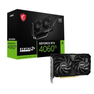 MSI GeForce RTX 4060 Ti VENTUS 2X BLACK E1 OC | 8GB GDDR6 VRAM | Videokaart | GPU | Nvidia - Afbeelding 1
