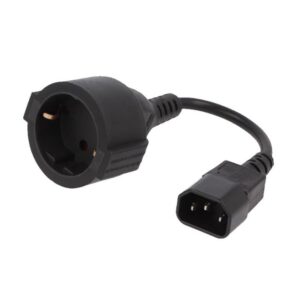 Gembird PC-SFC14M-01 | 0,15 m Stroomkabel | C14 naar Schuko (CEE 7/3) | Zwart | Compact Verloopstuk - Afbeelding 1