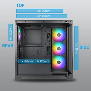 Case Azza Neptun 491 | Midi Tower | RGB | Zwart en Hout - Afbeelding 6