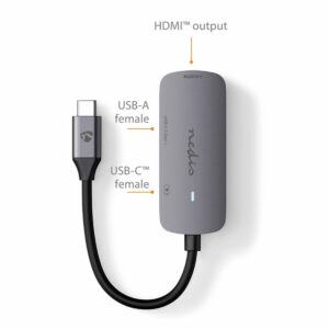 Nedis CCGB64230GY01 | Interface Hub USB 3.2 Gen 1 (3.1 Gen 1) | 1× USB-A + 1× USB-C + 1× HDMI | 5 Gbps | Grijs - Afbeelding 9