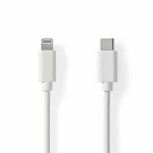 Nedis CCGL39650WT10 | Lightning-naar-USB-C kabel | 1 m | Lightning Male naar USB-C Male | Opladen en synchroniseren | Wit - Afbeelding 1