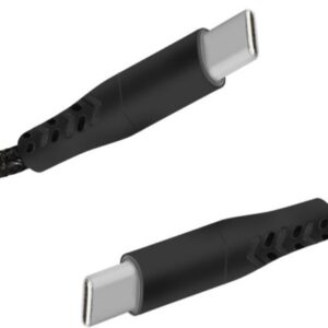 Mobiparts | USB-C naar USB-C Gevlochten Kabel | 2A | 1m | Zwart - Afbeelding 1