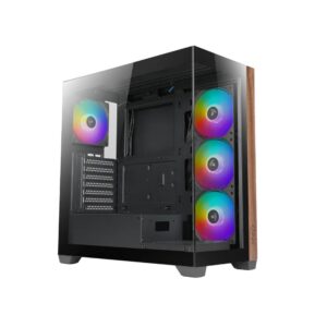 Case Azza Neptun 491 | Midi Tower | RGB | Zwart en Hout - Afbeelding 1