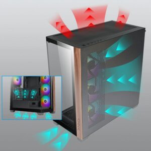 Case Azza Neptun 491 | Midi Tower | RGB | Zwart en Hout - Afbeelding 7