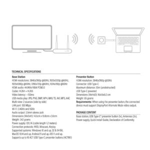 ACT Aero 4K Draadloos Presentatiesysteem (AC7960) | 4K (3840x2160) | USB-C | HDMI | Plug and Play | Multi User | Split Screen - Afbeelding 6