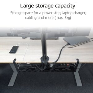 ACT Verstelbare kabelgoot voor onder bureau | Klemsysteem | 43 tot 72 cm | Zonder boren | Staal | Zwart - Afbeelding 5