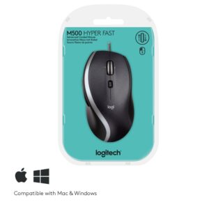 Logitech M500 | 1000 DPI Laser Sensor | Bedrade USB Muis | 7 Knoppen | Supersnel Scrollwiel | Rechtshandig | Zwart - Afbeelding 8