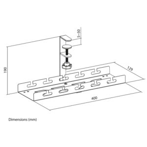ACT Kabelgoot voor onder bureau | Klemsysteem | 40 cm | Zonder boren | Staal | Zwart - Afbeelding 3