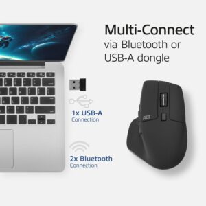 ACT AC5147 | Draadloze Multi-Connect Muis | Bluetooth en USB-A Ontvanger | Oplaadbaar | 4800 DPI | Stille Klik | Zwart - Afbeelding 5