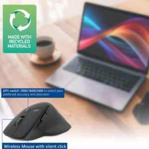 ACT AC5147 | Draadloze Multi-Connect Muis | Bluetooth en USB-A Ontvanger | Oplaadbaar | 4800 DPI | Stille Klik | Zwart - Afbeelding 4