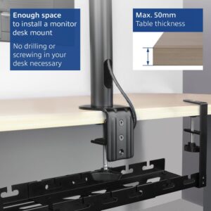 ACT Verstelbare kabelgoot voor onder bureau | Klemsysteem | 43 tot 72 cm | Zonder boren | Staal | Zwart - Afbeelding 4