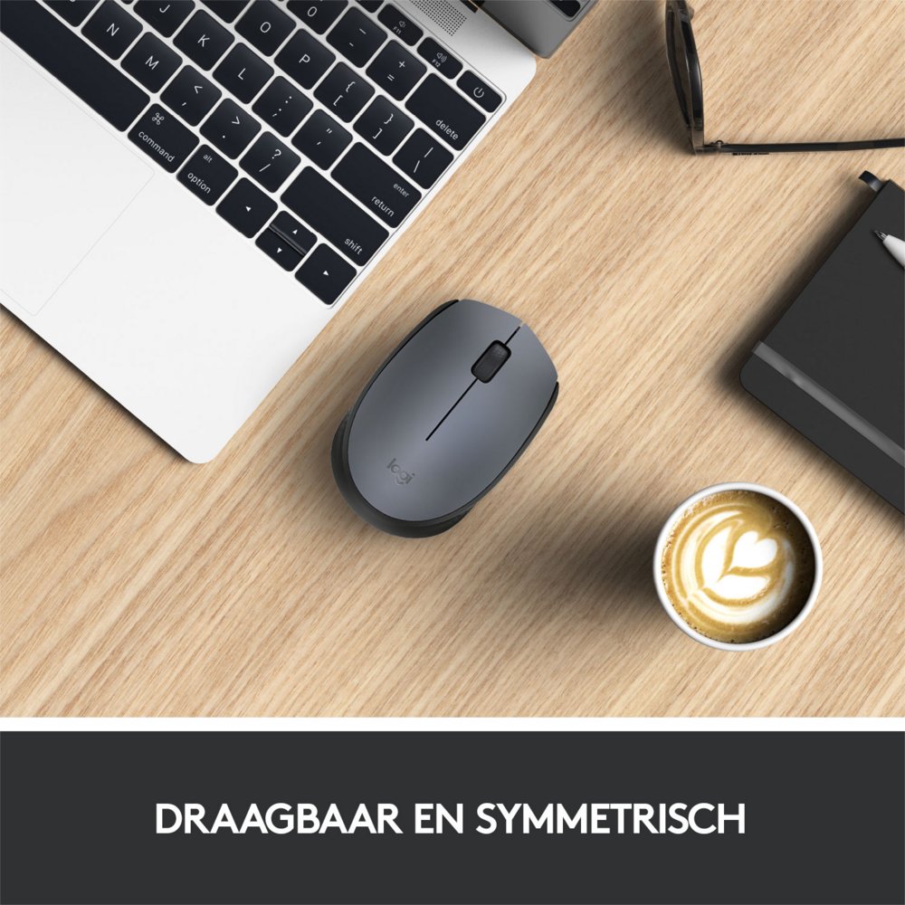 Logitech M170 | Draadloze Muis | Links- en Rechtshandig | RF | 1000 DPI | Grijs | OPEN BOX - Afbeelding 3