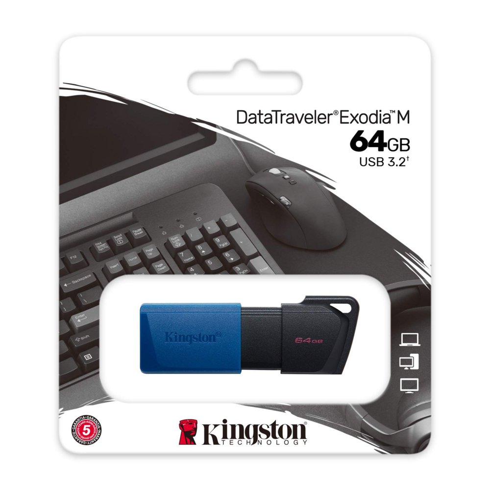 Kingston DataTraveler Exodia M | 64GB USB-A 3.2 Flash Drive | Zwart/Blauw - Afbeelding 4