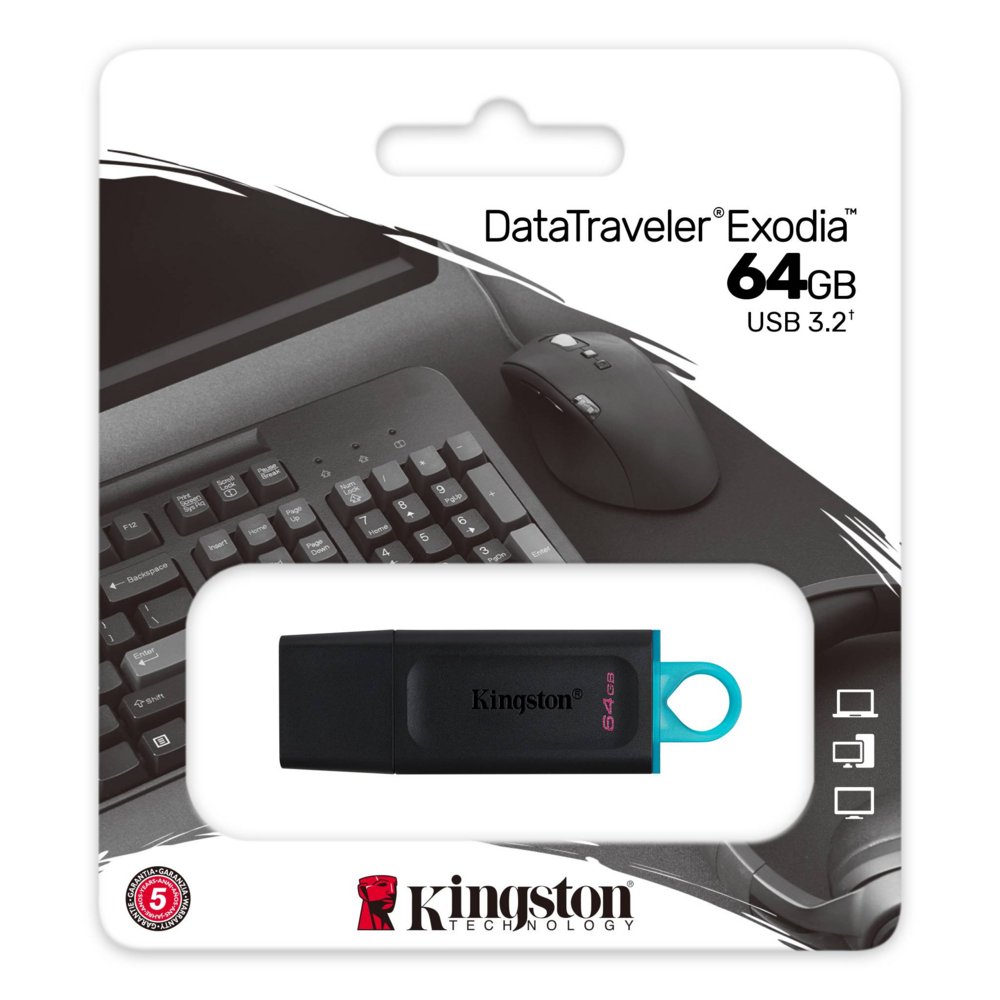 Kingston DataTraveler Exodia | 64GB USB-A 3.2 Flash Drive | Zwart - Afbeelding 4